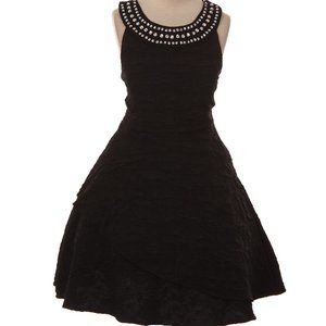 Girls' Black Jeweled Neck Sleeveless Formal Dress